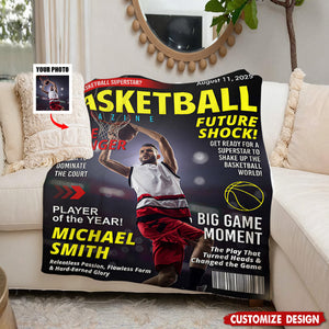 Personalized Basketball Magazine Cover Blanket - Basketball Lovers Gift