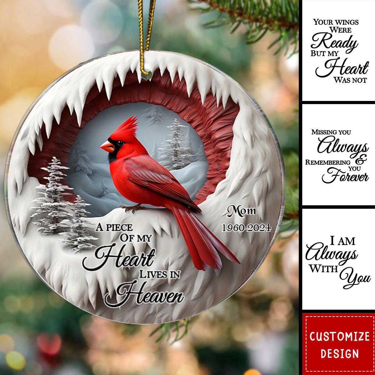 2024 New Release - Your Wings Were Ready But My Heart Was Not - Personalized Cardinal Memorial Acrylic Ornament