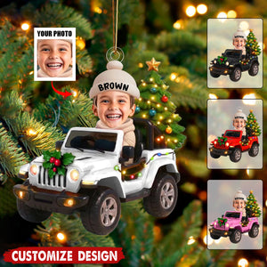 Custom Baby Kid in Car Ornament, Newborn Photo Decoration, Cute Baby Face Keepsake, Baby First Christmas 2025, Baby Bauble Gift, Xmas Decor