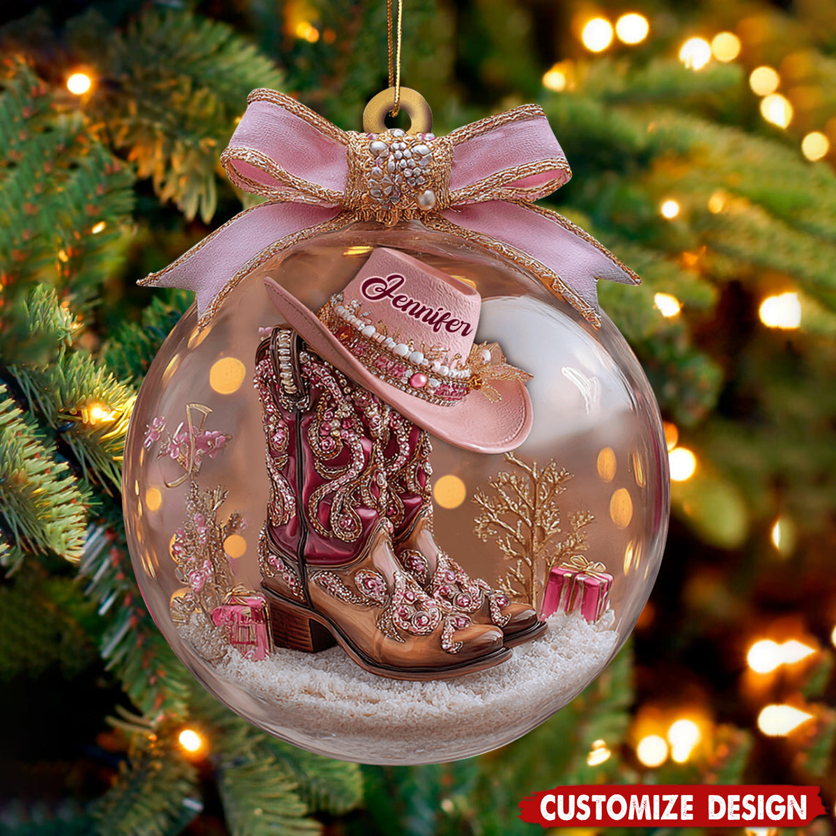 Personalized Cowgirl Boots Ornament - Gift For Cowgirl