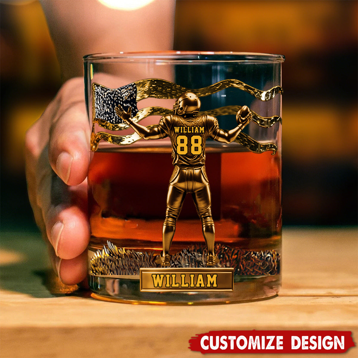 Personalized American Football Whiskey Glass - Gift For American Football Lovers