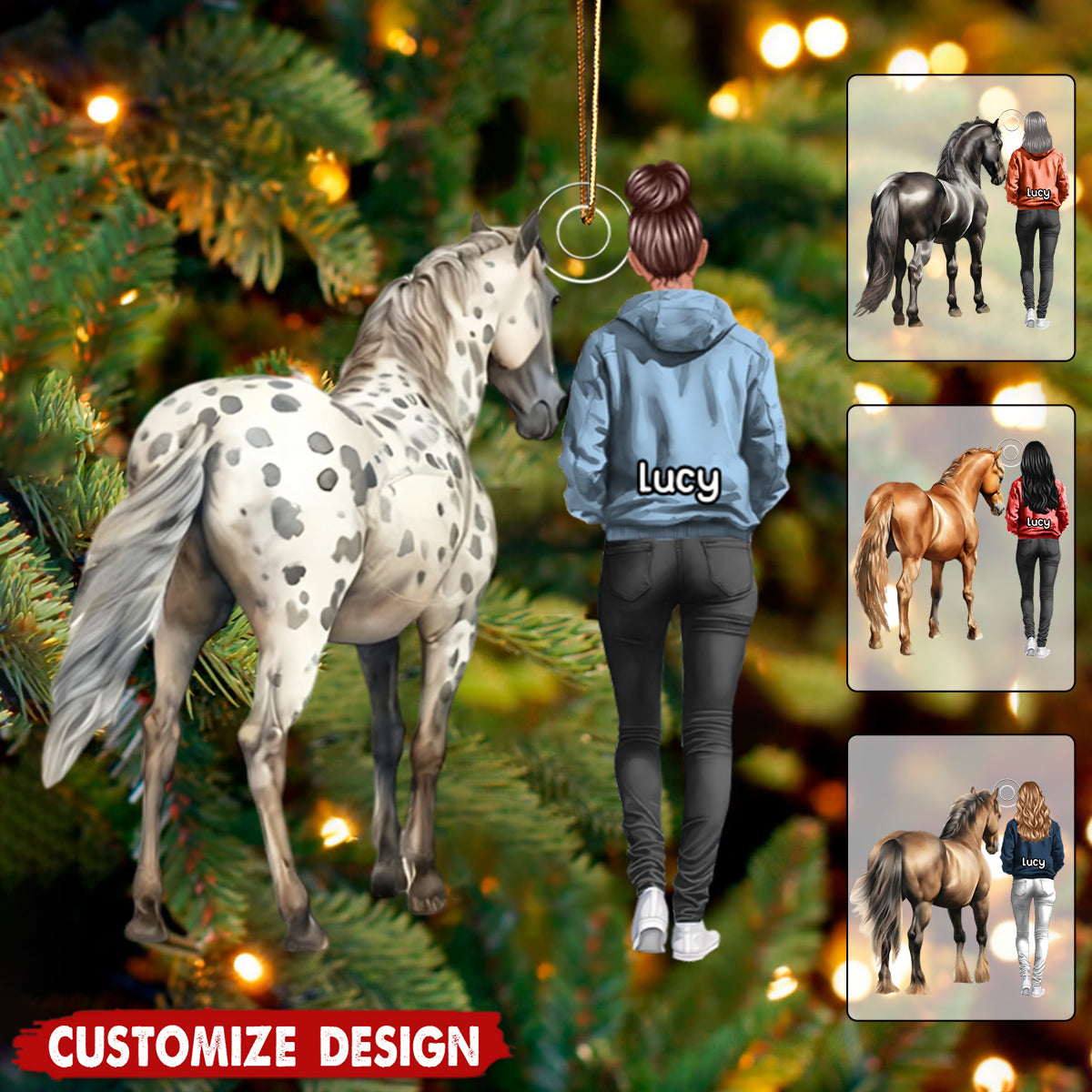 Personalized Girl Loves Horse Ornament - Gift For Horse Lovers