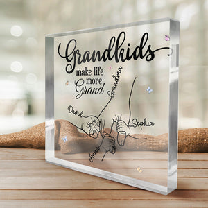 Grandkids Make Life More Grand - Family Personalized Square Shaped Acrylic Plaque