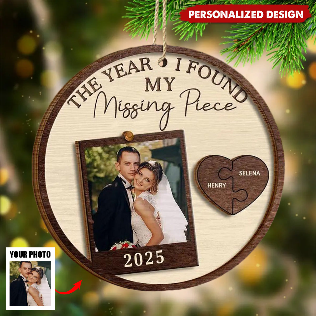 The Year I Found My Missing Piece-Personalized Photo Couple Ornament