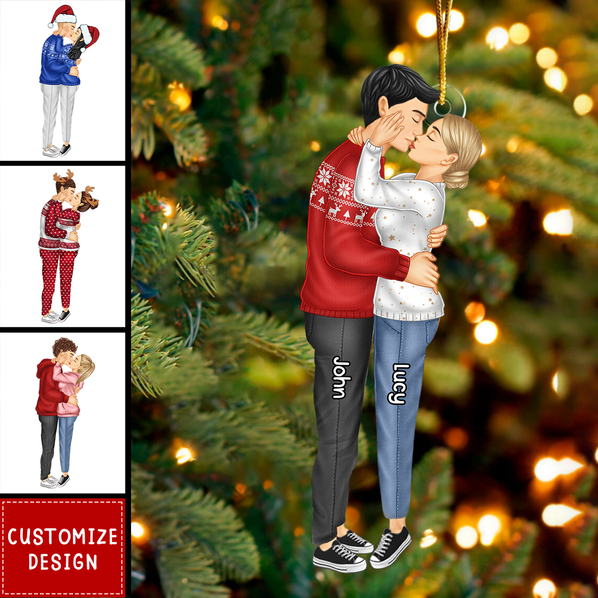 Personalized New Couple Kiss Ornament - Gift For Couple