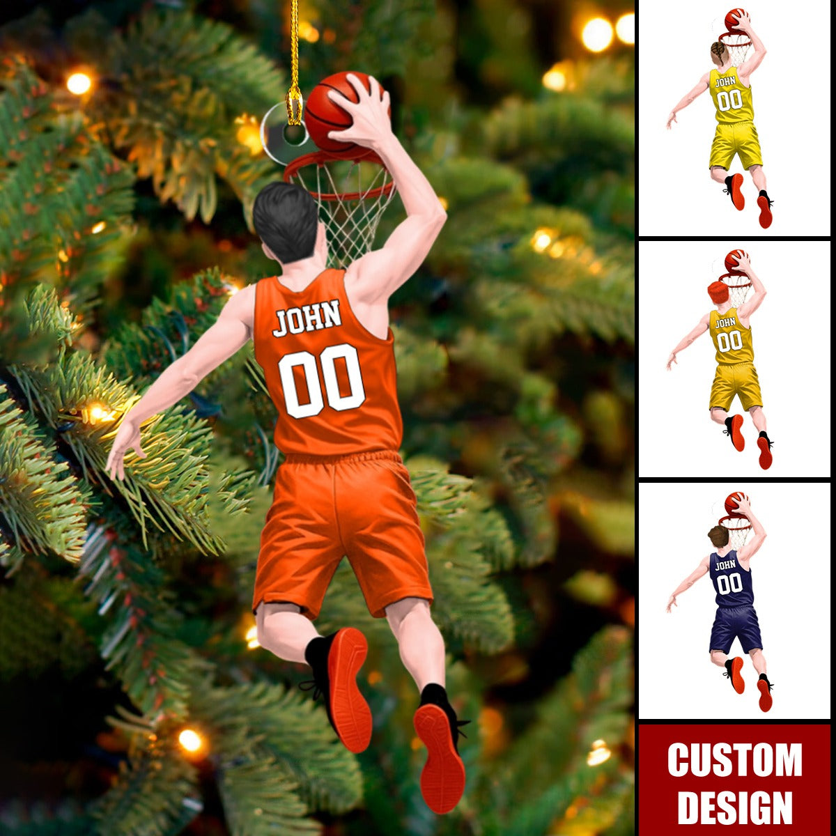 Basketball Jumping Dunking Personalized Ornament - Gift For Basketball Lovers