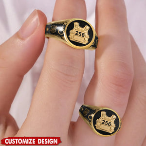 Personalized Police Officer Protect And Serve Signet Ring - Gift For Police Officers