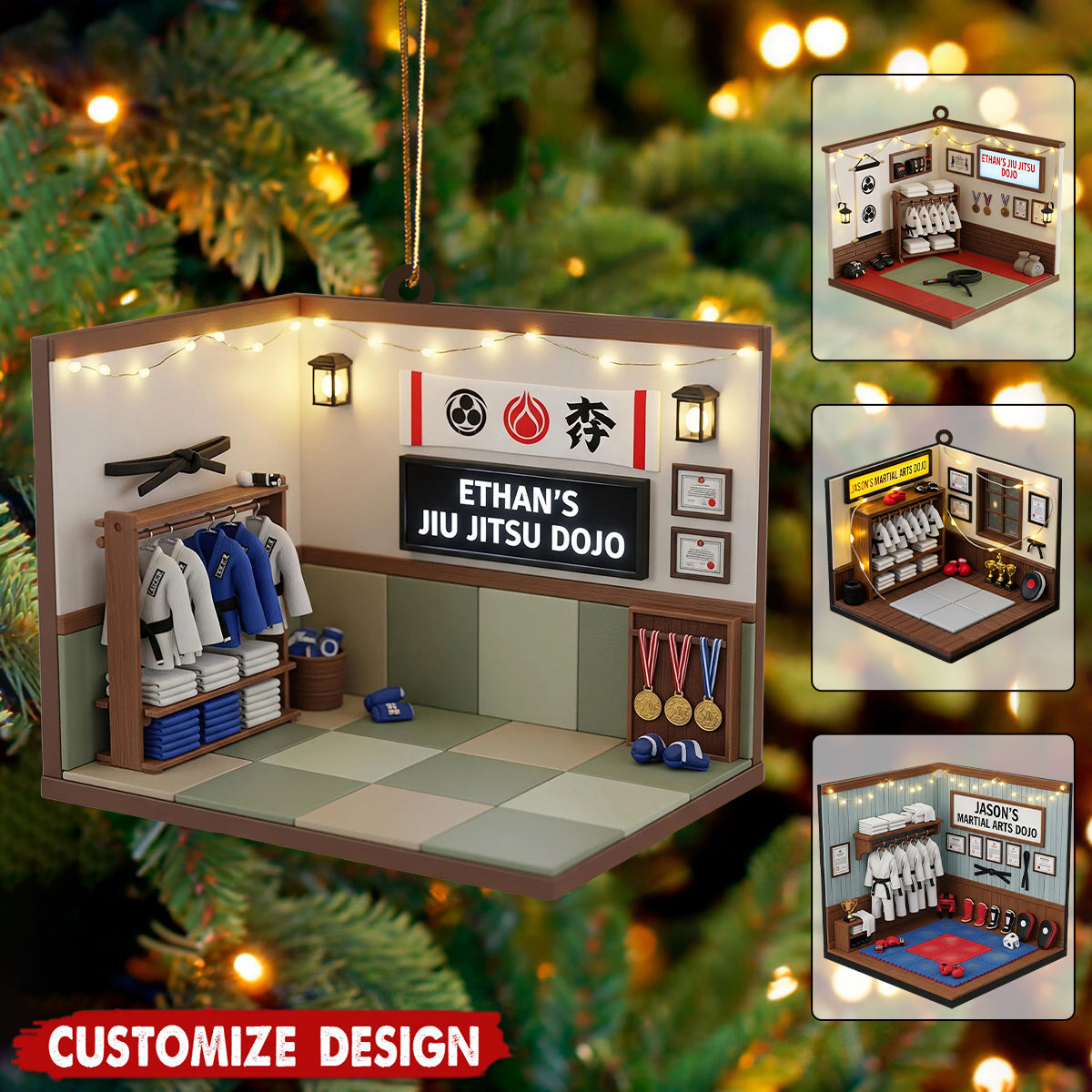 Personalized Martial Arts/Jiujitsu/Karate/Taekwondo Christmas Ornament
