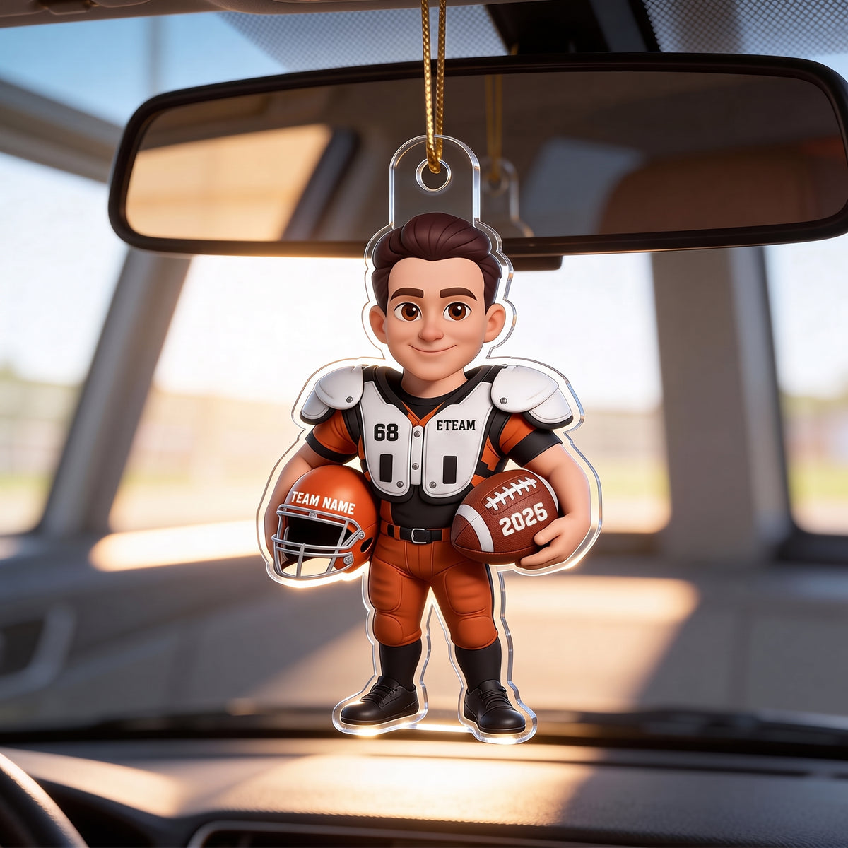 2D Effect Proud American Football Player - Personalized Acrylic  Ornament - Gift For Football Lovers, Grandson, Son, Husband