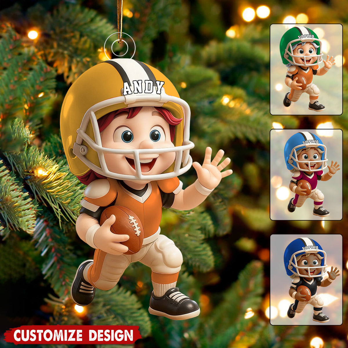 Personalized Kid American Football Ornament - Gift For Boy Girl American Football Lovers