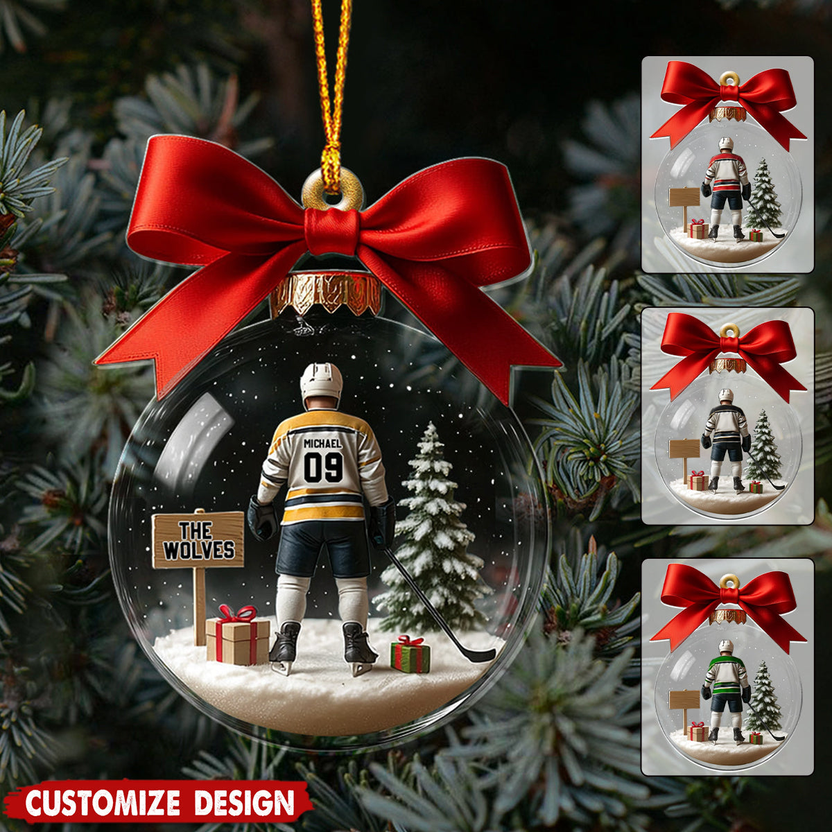 Hockey Team - Personalized Hockey Transparent Ornament