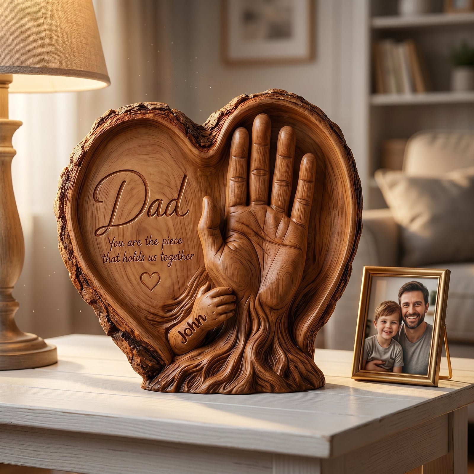 Personalized Dad and Kids Wooden Plaque - Gift For Father