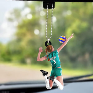 Personalized Beach Volleyball Acrylic Car Hanging Ornament, Gift For Volleyball Players