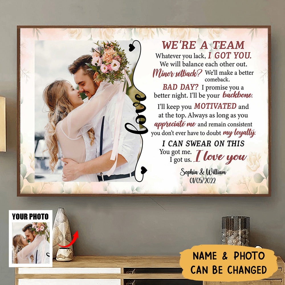 We Are A Team - Personalized Photo Poster gift for couple