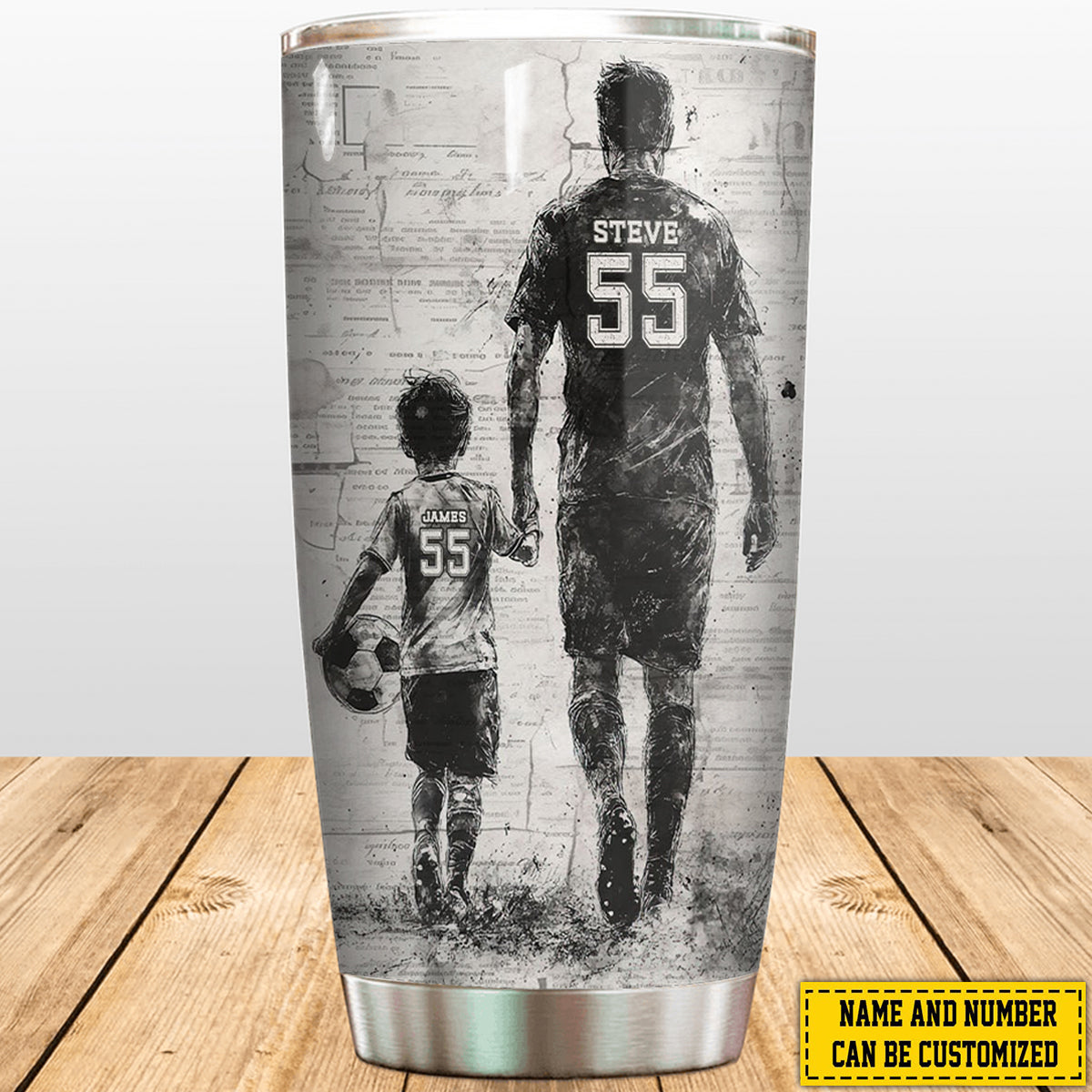 Behind Every Soccer Player-Personalized Soccer Dad Son Stainless Steel Tumbler-Father's Day Gift For Soccer Lovers