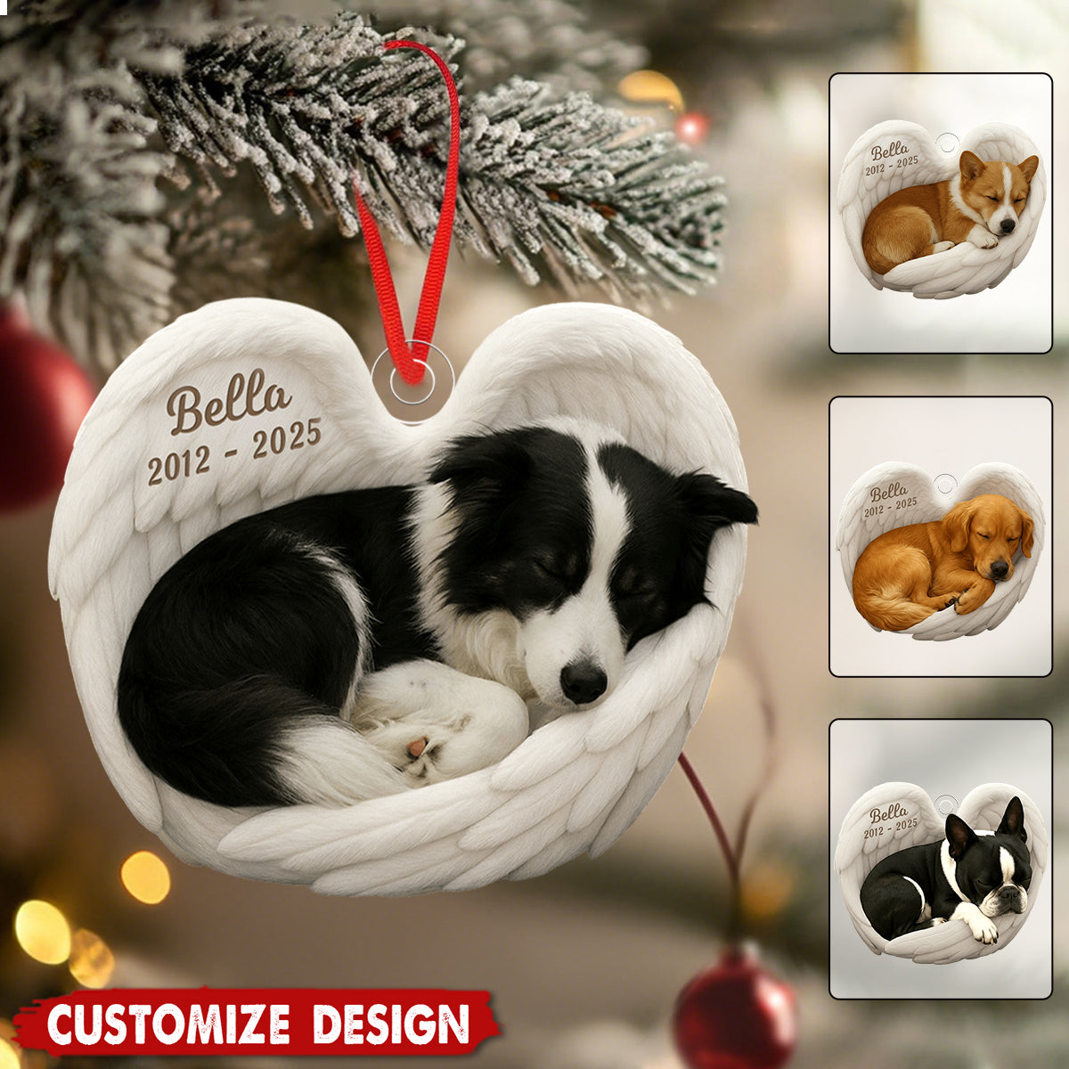 Personalized Dog Sleeping Angel Ornament - Gifts For Dog Loss