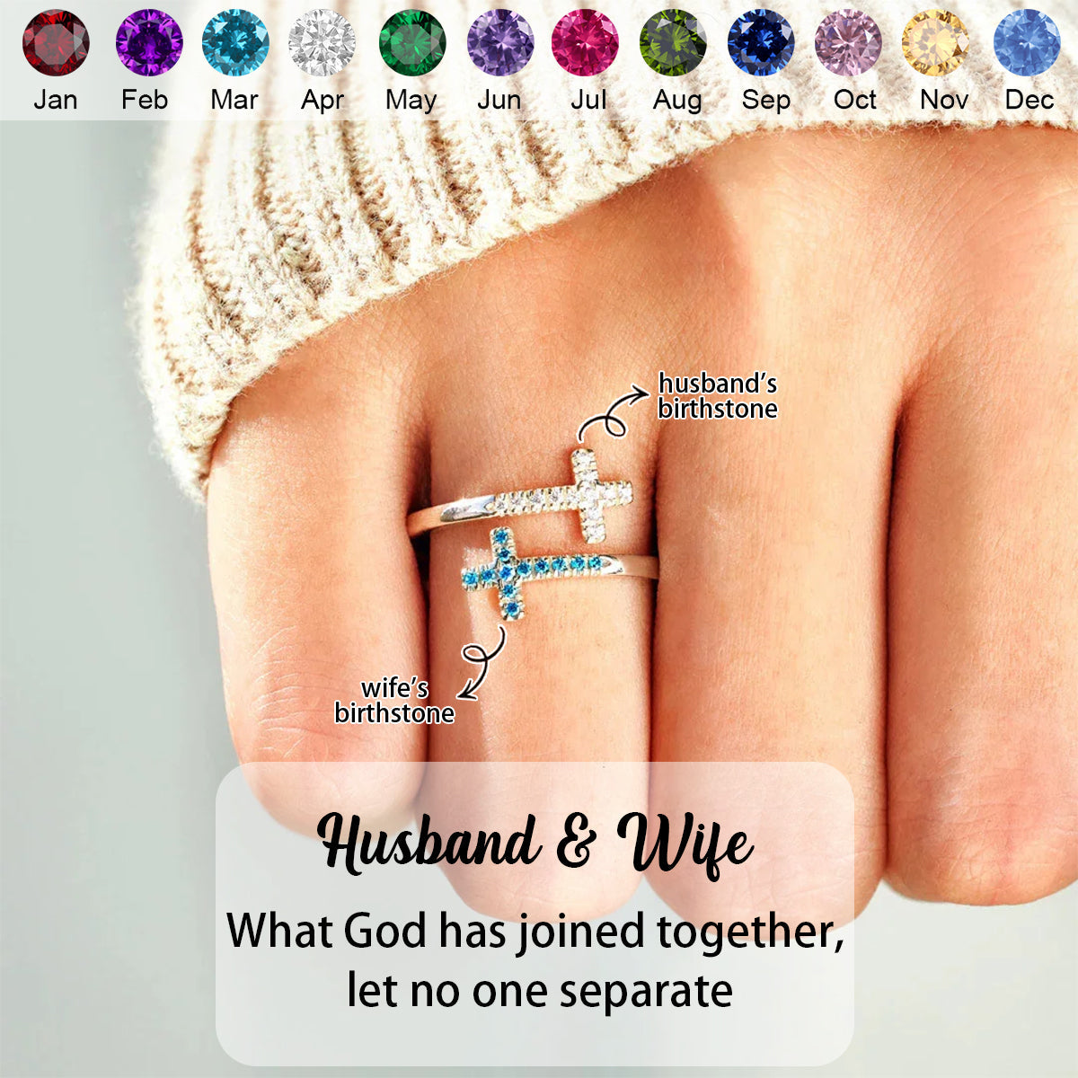 For Love - Double Cross Custom Birthstones Ring