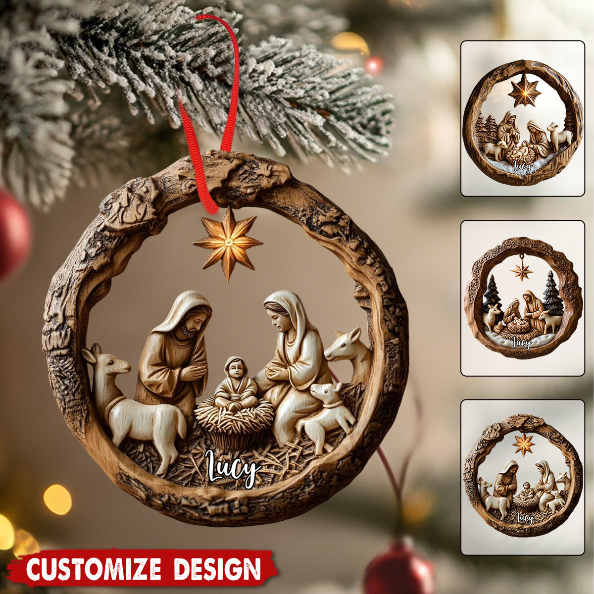 Personalized Nativity Scene Christmas Ornament