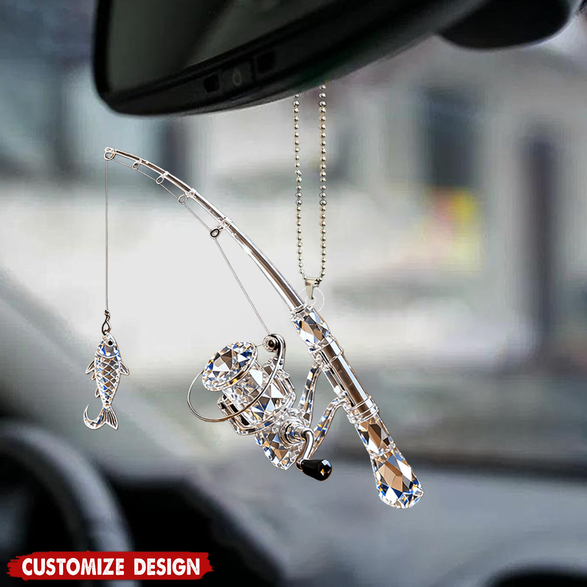 Personalized Fishing Rod Car Ornament Gift For Fishing Lover