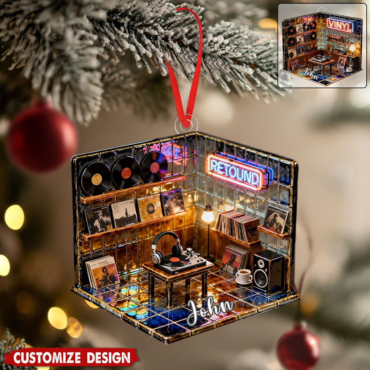Personalized Record Store Ornament