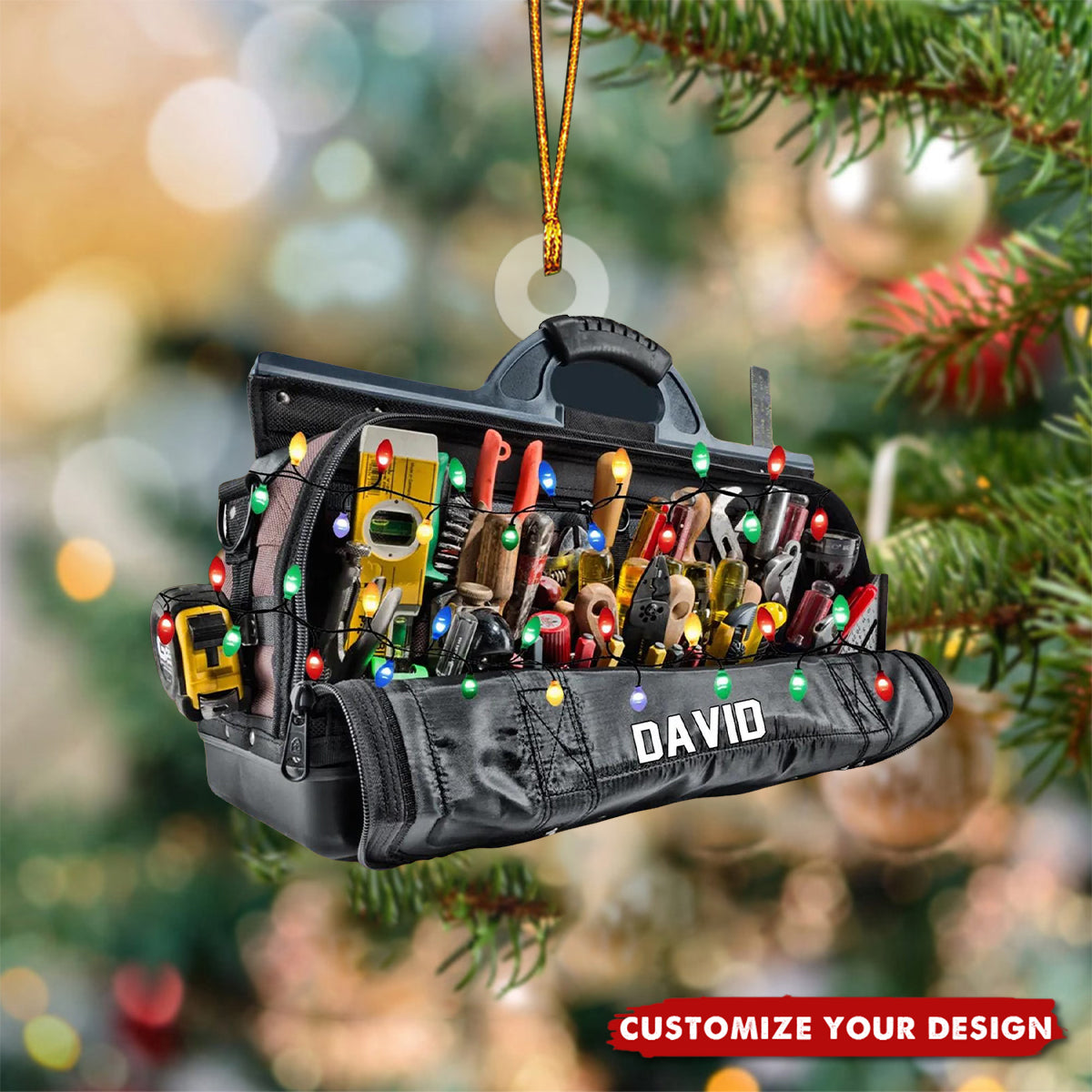 Custom Name Plumber Tool Bag Personalized Ornament, Christmas Tree Hanging Decor, Christmas Ornament, Flat 2D Ornament