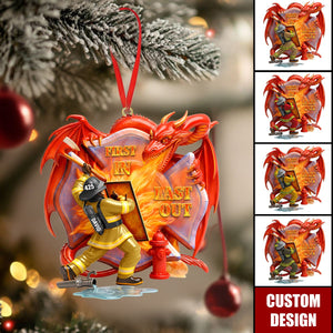 Personalized Firefighting With Dragon Acrylic Ornament -  Gifts For Firefighter