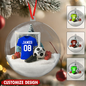 Personalized Dream Locker Soccer Jersey Snow Globe Christmas Ornament - Gift for Soccer Players, Son, Daughter, Grandkids, Team Members