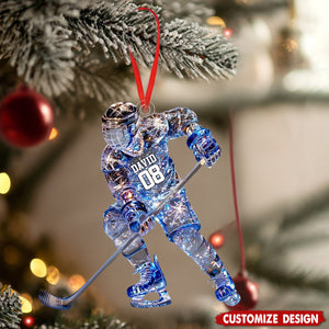 Personalized Sparkling Ice Hockey Ornament - Gift For Ice Hockey Player