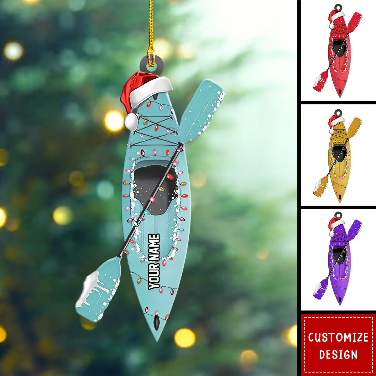 Personalized Kayak Acrylic Christmas Ornament Gift For Water Sports Lovers - 2024 New Release