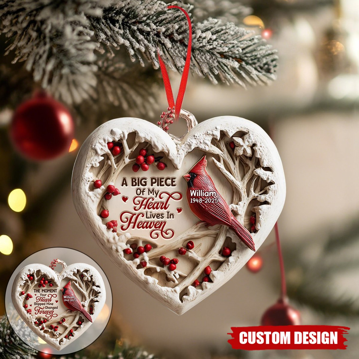 Personalized Cardinal Memorial Ornament