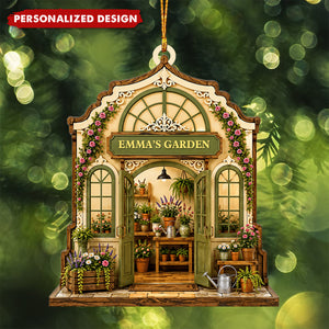Custom Greenhouse Garden Wooden Ornament - Personalized Name Gift