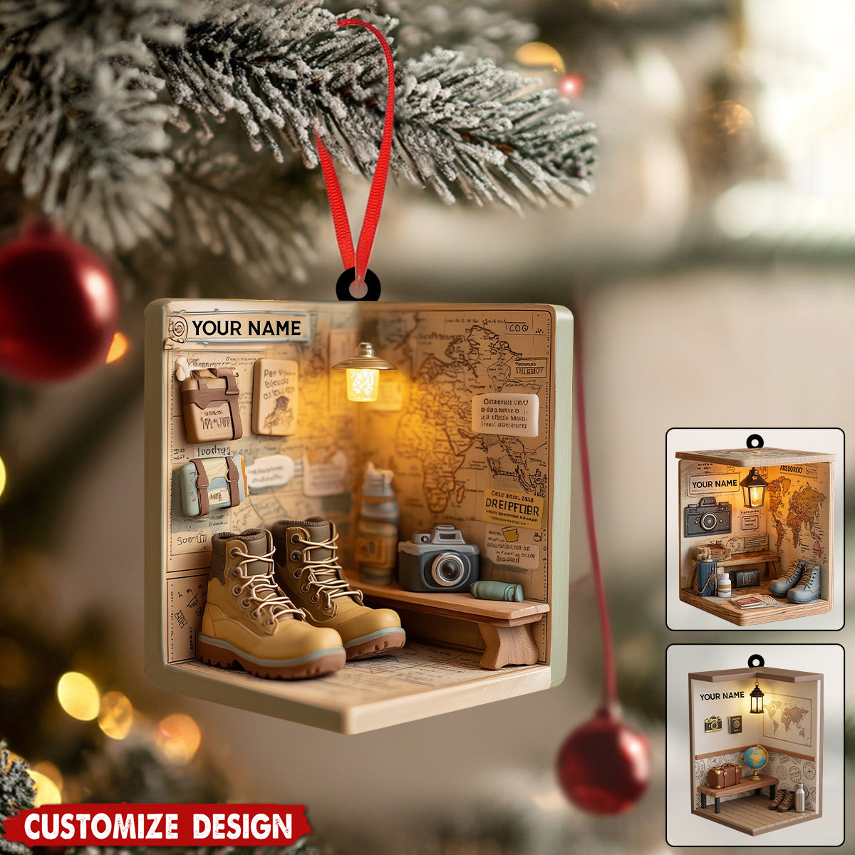 Personalized Travel Ornament - Gift For for Travelers