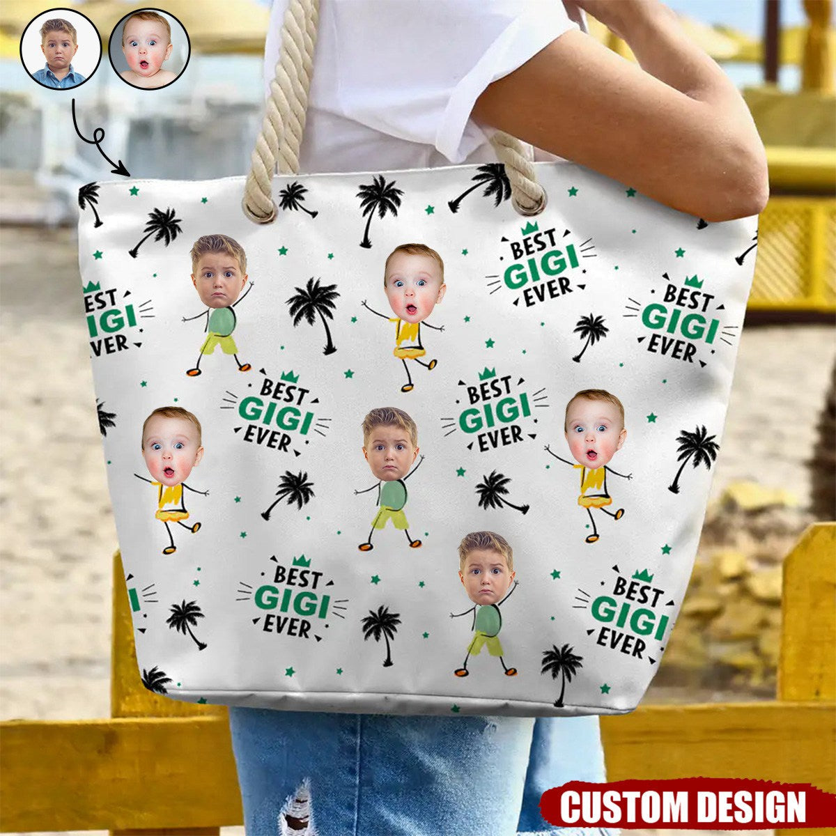 Custom Photo Best Nana Ever - Personalized Beach Bag