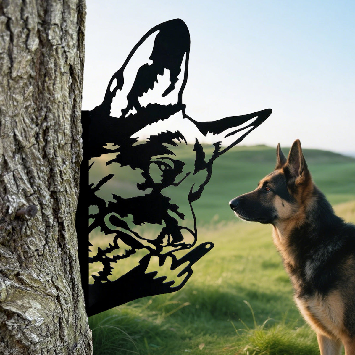 German Shepherd Middle Finger Metal Sign - Versatile Mountable Wall Art