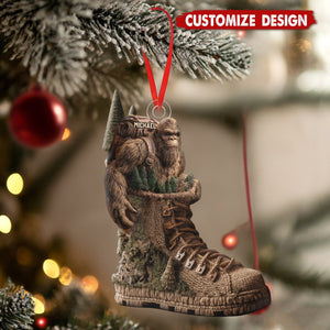 Personalized Hiking Boot Forest Christmas Ornament