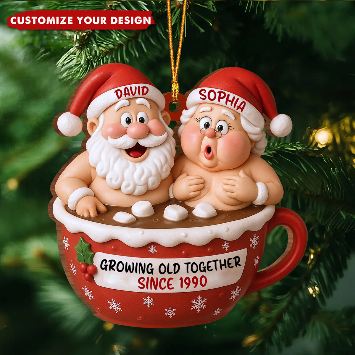 Personalized Couple Growing Old Together Ornament