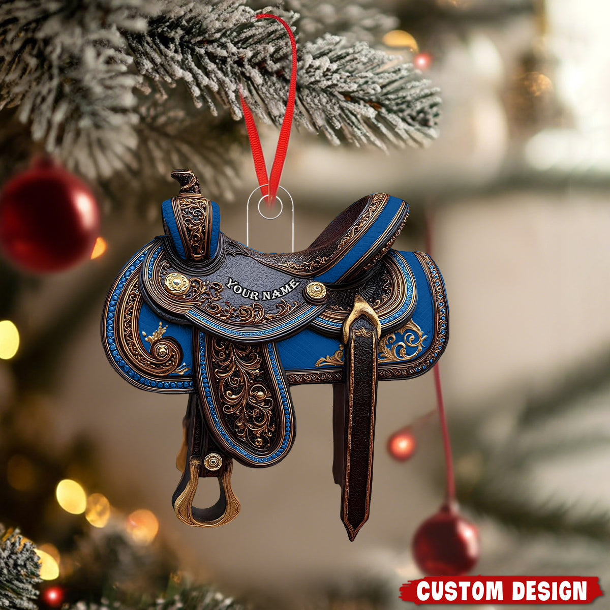 Personalized Western Saddle Ornament - Holiday Gift for Riders