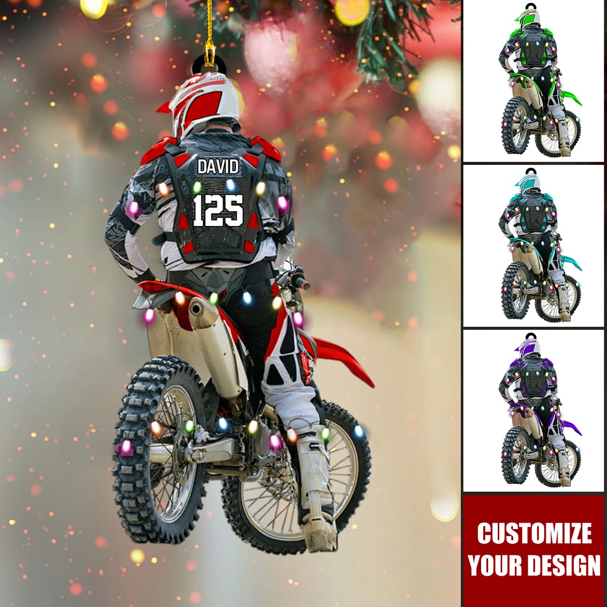Personalized Motocross Racer Christmas Ornament, Holiday Gift for Motocross Racers
