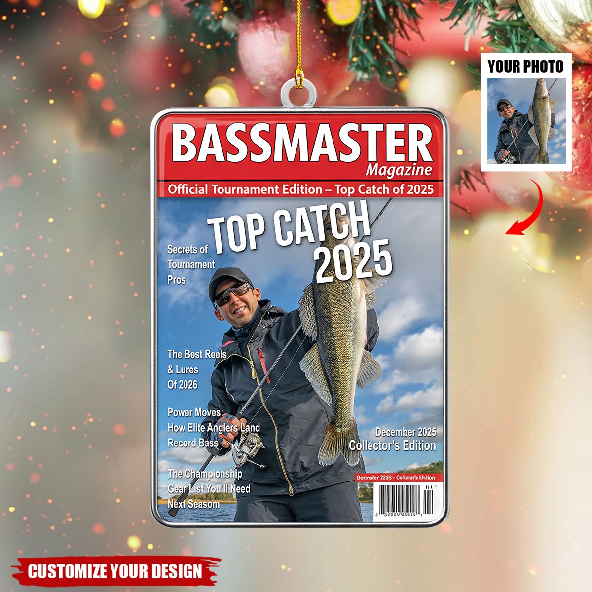 Personalized Photo Fishing Photo Christmas Ornament  -  Gifts For Fishing Lover
