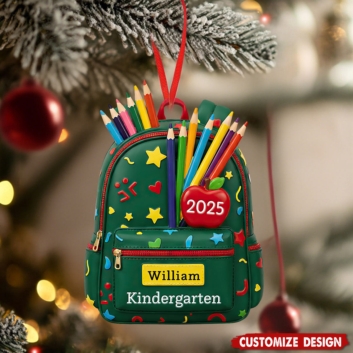 Personalized Kid School Backpack Christmas Ornament - Gift for Kids