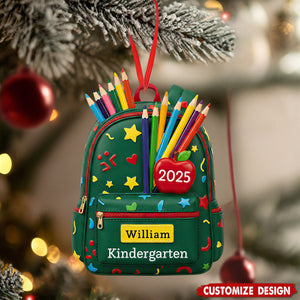 Personalized Kid School Backpack Christmas Ornament - Gift for Kids
