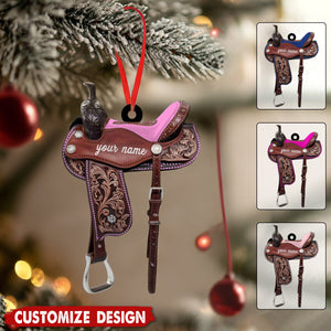 Personalized Horse Saddle Ornament - Gift for Horse Lovers,Cowboy