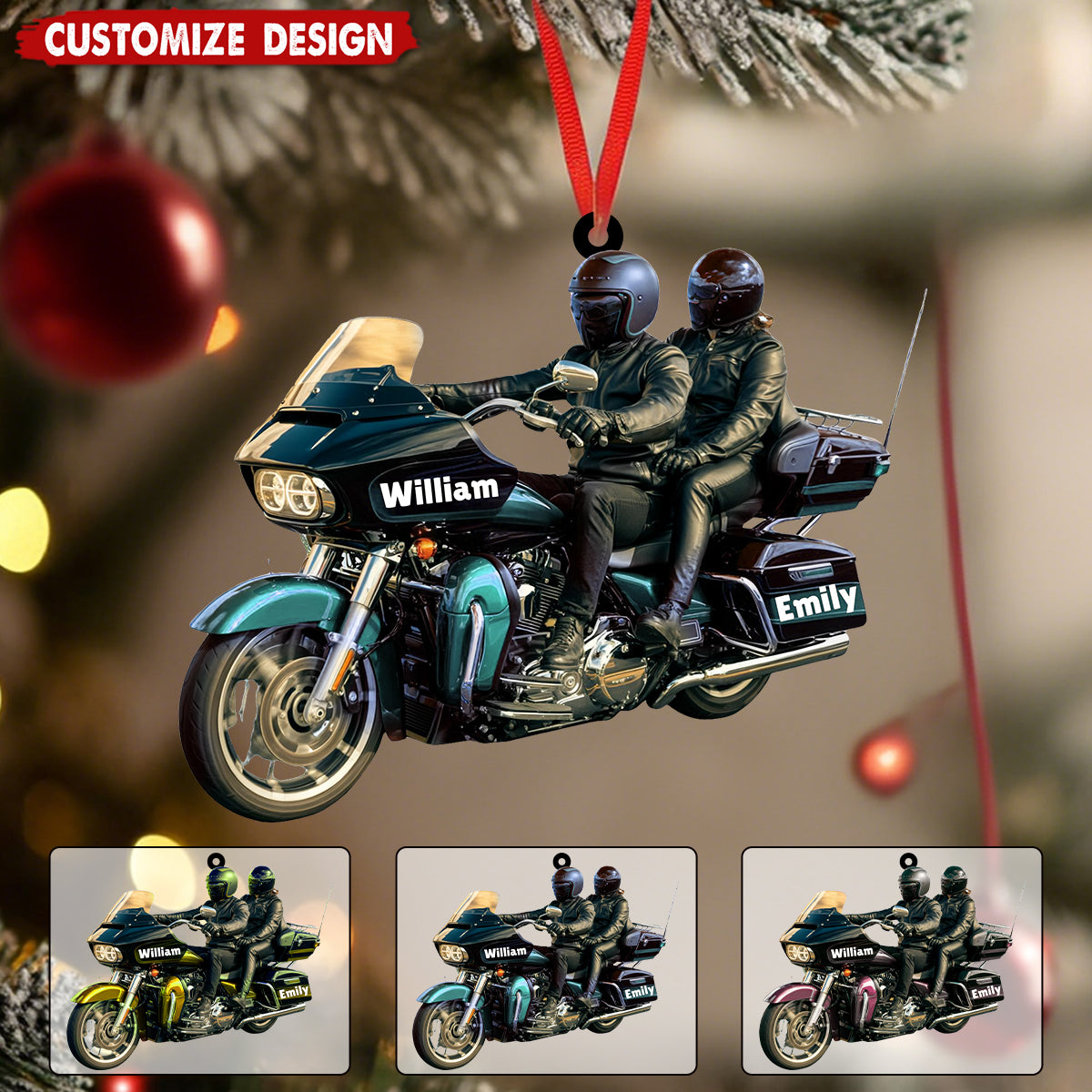 Personalized Motorcycle Christmas Ornament, Custom Biker Name Ornament - Gift for Biker Lover