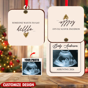 Pregnant Announcement - Personalized Pregnancy Flip Ornament