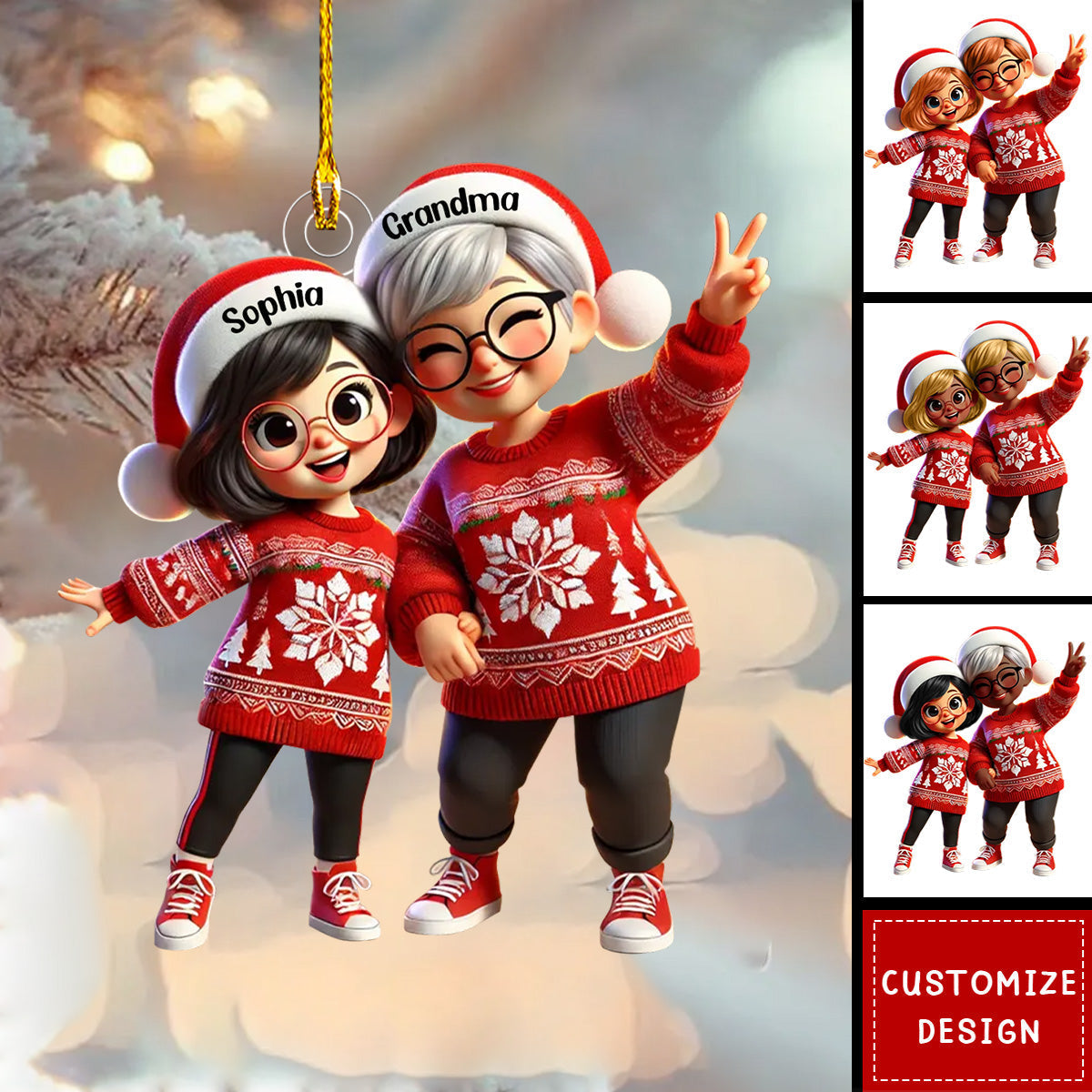 Happy Christmas Grandma Grandkids Personalized Acrylic Ornament