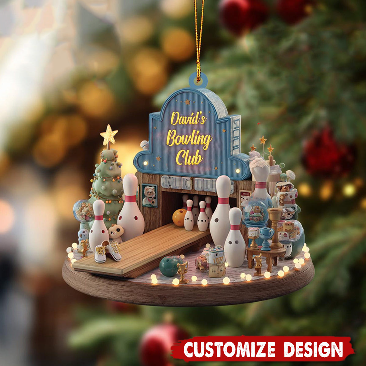 Personalized Bowling Ornament: Custom Name Christmas Decoration
