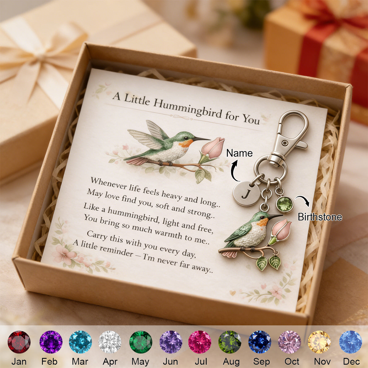 A Little Hummingbird for You keychain - Personalized Filled with Love & Comfort Keychain - Mother’s Day Gift