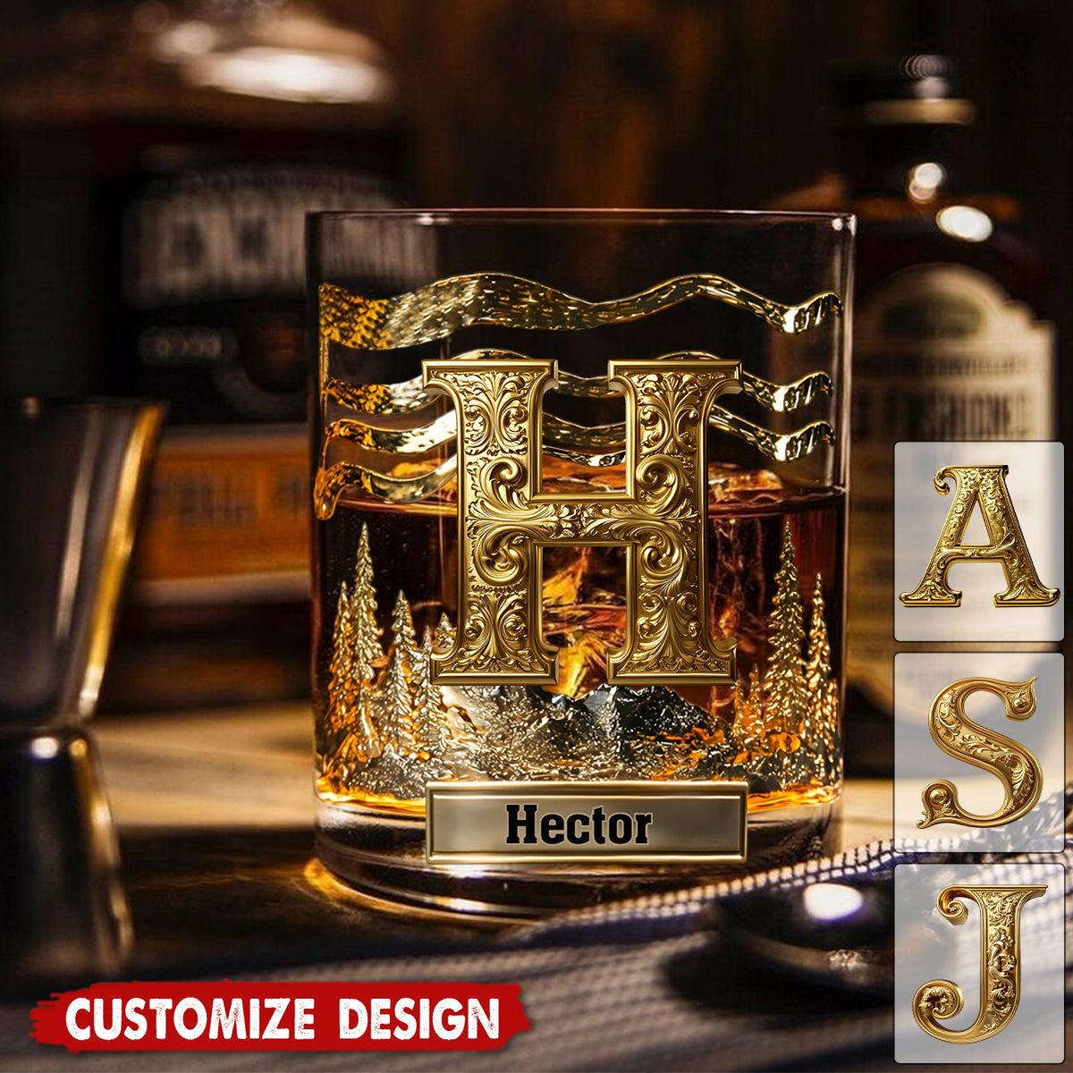 Alphabet Initial For Whiskey, Bourbon Lovers - Personalized Whiskey Glass