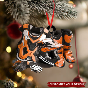 Personalized Motocross Boots & Helmet Ornament, Dirt Bike Ornament