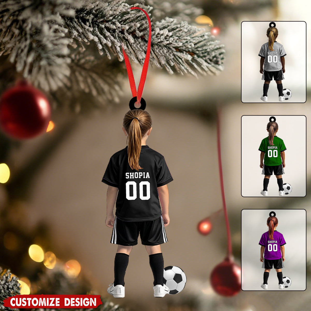 Personalized Kid Soccer Player Ornament - Gift For Soccer Young Lovers